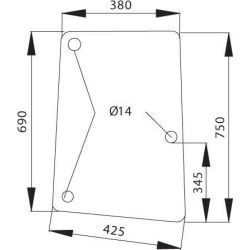 John Deere SE6100 D8183 Šoninis stiklas