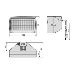 John Deere SE6220 0509510000 Darbinis šviestuvas halogeninis, 55/70W, stačiakampis, 12/24V, skaidrus, 96x85mm, Cobo