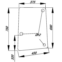 John Deere SE6120 L113306N Šoninis stiklas
