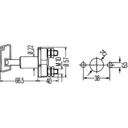 John Deere Įvairūs modeliai 6EK002843013 Pagrindinis jungiklis, baterija, 2 kontaktų, 100A, paprastai atviras kontaktas