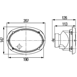 John Deere Įvairūs modeliai 1AB996157081 Priekinis žibintas halogeninis, apvalus, 12V, varžtas, 207x126x147mm, Hella