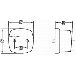 John Deere Įvairūs modeliai 2PG003057067 Žymeklis 5W, kvadratinis, 12V, skaidrus/baltas, užsukamas, 62x46x62mm, Hella