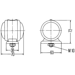 John Deere 6110R CommandPro 2TJ001633211 Žymeklis 5W, apvalus, 24V, skaidrus, prisukamas, Ø 75mm, Hella