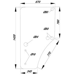John Deere 6100M Select, Select+, Premium L169102KR Kairysis durų stiklas
