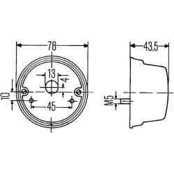 John Deere 2130 2BE001259061 Krypties ir padėties apšvietimas 18/3W, apvalus, 12V, gintaro spalvos/skaidrus, Ø 78mm, Hella