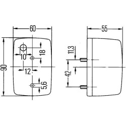 John Deere 3130 2BA002652101 Indikacinė lemputė 21W, stačiakampis, 12V, gintaras, užsukamas, 90x55x60mm, Hella