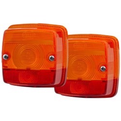 Case - IH 1255 / 1255XL 9EL115003011 Šviesus objektyvas, gintarinis/raudonas, kvadratinis LH/RH/galinis Hella