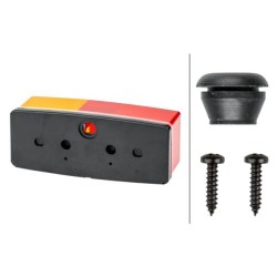 John Deere 1640 2SD003184041 Galinis žibintas RH stačiakampis, 12/24V, raudona/oranžinė, užsukamas, 158x51x64mm, Hella