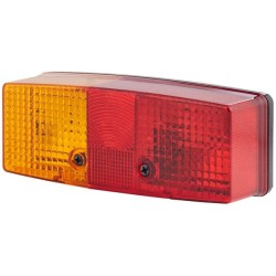 John Deere 1640 2SE003184011 Galinis žibintas LH stačiakampis, 12/24V, raudona/oranžinė/balta, užsukamas, 158x51x64mm, Hella