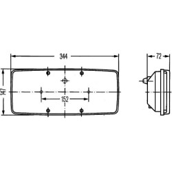 John Deere 1840 2SE003167031 Galinis žibintas LH stačiakampis, 12/24V, raudona/oranžinė, užsukamas, 344x72x147mm, Hella