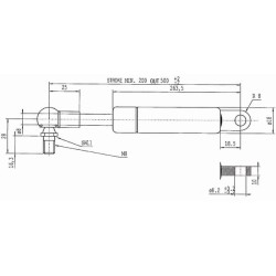 John Deere 2040S CA381365 Dujinis statramstis L500mm 180N Stabilus
