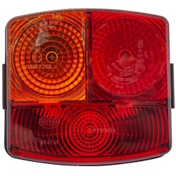 John Deere 3040 2SE002776211 Galinis žibintas LH kvadratinis, 12V, gintarinis/raudonas, užsukamas, 95x54,5x90mm, Hella