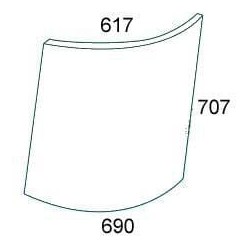 John Deere 4040S R50755N Viršutinis kairysis priekinis stiklas