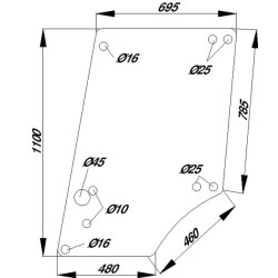 John Deere 940 D8054A Durų stiklo viršus