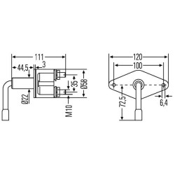 John Deere 1550 6EK001559001 Pagrindinis jungiklis, akumuliatorius, 2 kontaktų, 100 A, paprastai atviras kontaktas