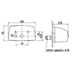 Case - IH 856 / 856XL 134006100 Valstybinio numerio apšvietimas 10W, stačiakampis, 12V, baltas, užsegamas, 100x57,5mm, Jokon