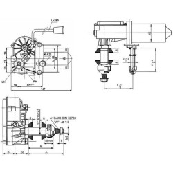 John Deere 3350 CA503034843 Valytuvo variklis 12V 90° Velenas L:84,5mm Ø10mm