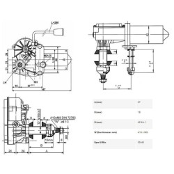 John Deere 3650 CA503034846 Valytuvo variklis 12V 85° Velenas L: 37mm Ø10mm