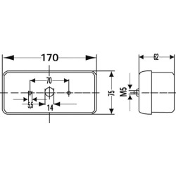 John Deere 3650 2SE002582071 Galinis žibintas stačiakampis, 12/24V, raudona/oranžinė/balta, užsukamas, 170x62x75mm, Hella