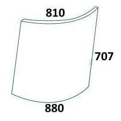 John Deere 4250 R50753N Viršutinis dešinysis lango stiklas