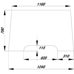 John Deere 3210 RT6005028924 Priekinio stiklo viršutinė dalis