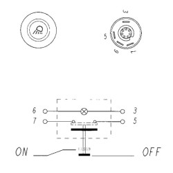 John Deere 3310 11110210PN Stūmoklinis jungiklis, Darbinis žibintas, apvalus, žalias