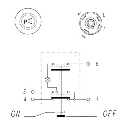 John Deere 3310X 11130030PN Stūmimo jungiklis, stovėjimo žibintas, apvalus, geltonas