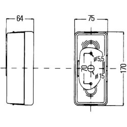 John Deere 3410 2VA998531031 Galinis žibintas stačiakampis, 12/24V, raudona/oranžinė, užsukamas, 170x64x75mm, Hella