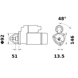 Case - IH 7220 IS1089 Starteris 12V, 4,2kW, 10 dantų, CW, Mahle
