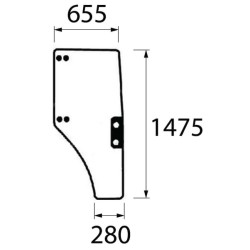 John Deere 5510 ER047313N Durų stiklas