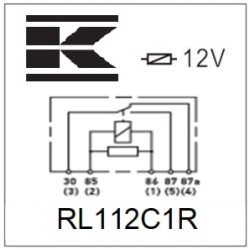 John Deere 5615 RL112C1R Mini relė 12V, perjungiklis, 30A/40A, su rezistoriumi, be laikiklio