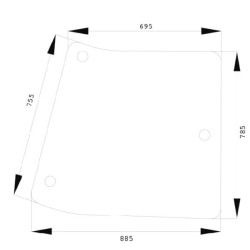 John Deere 5085M R201575N Šoninis stiklas