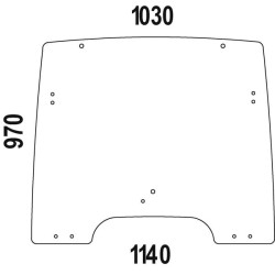 John Deere 5100RN R264822N Viršutinis priekinis stiklas