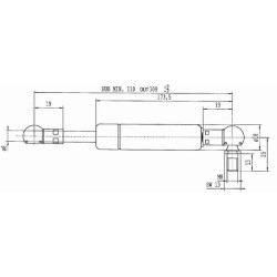 John Deere 6100 CA960942 Dujinis statramstis L309mm 270N Stabilus