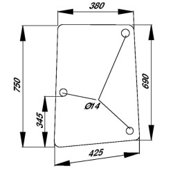 John Deere 6506 D8187 Šoninis stiklas