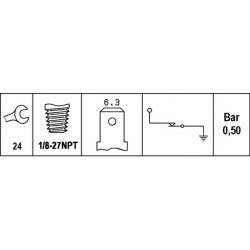 John Deere 6310S 6ZL003259381 Alyvos slėgio jungiklis, 1 kontaktas, 1/8" 27-NPT, paprastai uždarytas kontaktas