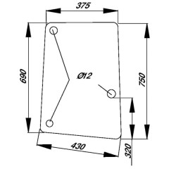 John Deere 6310 L113305N Šoninis stiklas