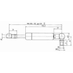 John Deere 6620 CA977861 Dujinis statramstis L499mm 170N Stabilus