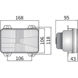 John Deere 6330 LA80172 halogeninis priekinis žibintas, stačiakampis, 12/24V, 168x106mm, Kramp