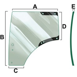 John Deere 6115R VPM7430 Kairysis durų stiklas