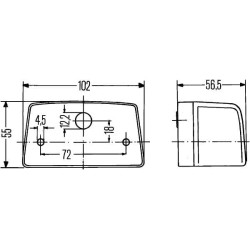John Deere 6095RC 2KA998523001 Valstybinio numerio apšvietimas 10W, stačiakampis, 12V, juodas, užsukamas, 102x56.5mm, Hella