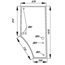 John Deere 7410 R131164N Durų stiklas