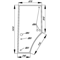 John Deere 7610 R131163N Durų stiklas