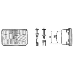 John Deere 7710 05400000 Priekinių žibintų įdėklas Halogeninis, stačiakampis, skaidrus, Cobo