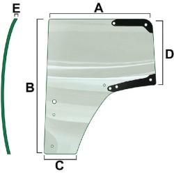 John Deere 7430PR 6068HL488 VPM7468 Kairysis durų stiklas