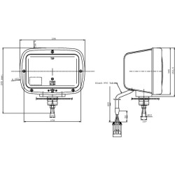 John Deere 8200 6076 05551000 Priekiniai žibintai stačiakampiai, skaidrūs, užsukami, 204x AMP kištukas, Cobo
