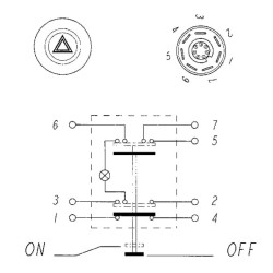 Case - IH C42 11100080PN Stūmoklinis jungiklis, pavojaus žibintai, apvalūs, raudoni