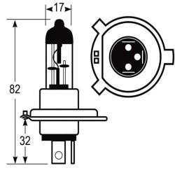 John Deere 8100 6081 VLC0472 lemputė Halogen H4 12V 60W/55W Vapormatic