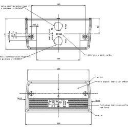 John Deere 8230 02780000 Galinis žibintas stačiakampis, raudonas/gintaras, užsukamas, 220x104mm, Cobo