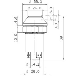 Case - IH C70 EL514101 Stumdomas jungiklis, žibintai, apvalūs, geltoni